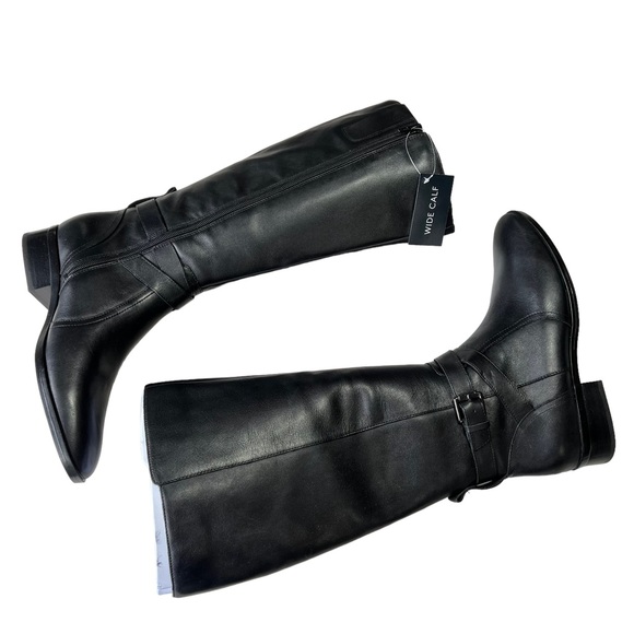 Naturalizer Boot Rena Tall Riding Buckle Black Leather Wide Calf Womens Size 9.5 - Picture 5 of 14